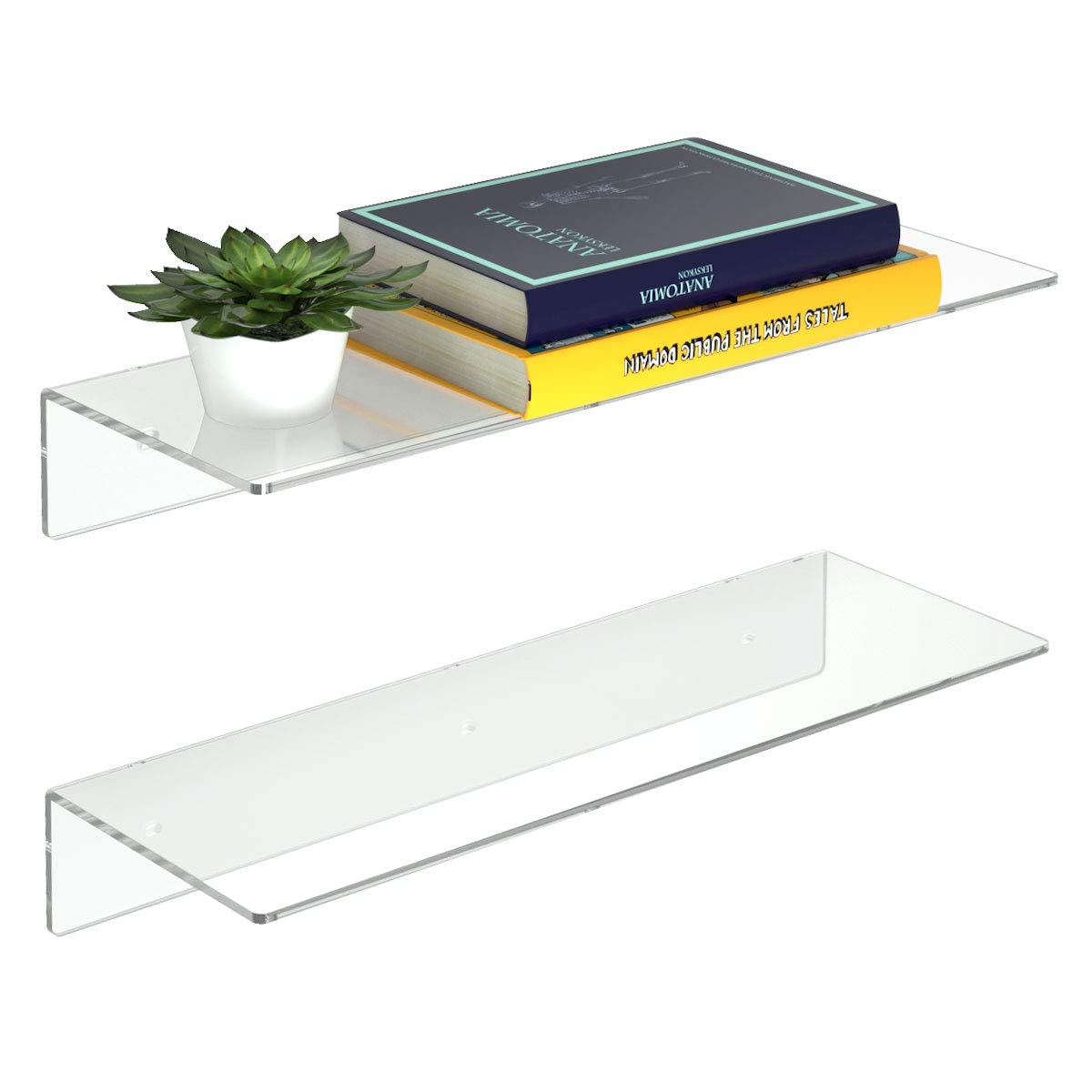 2 PCS Clear Acrylic Bathroom Shelves for Wall(15inch)
