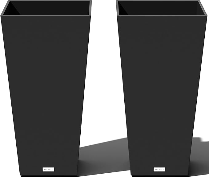 Indoor/Outdoor Taper Planter, Set of 2 (30 inch, Black)