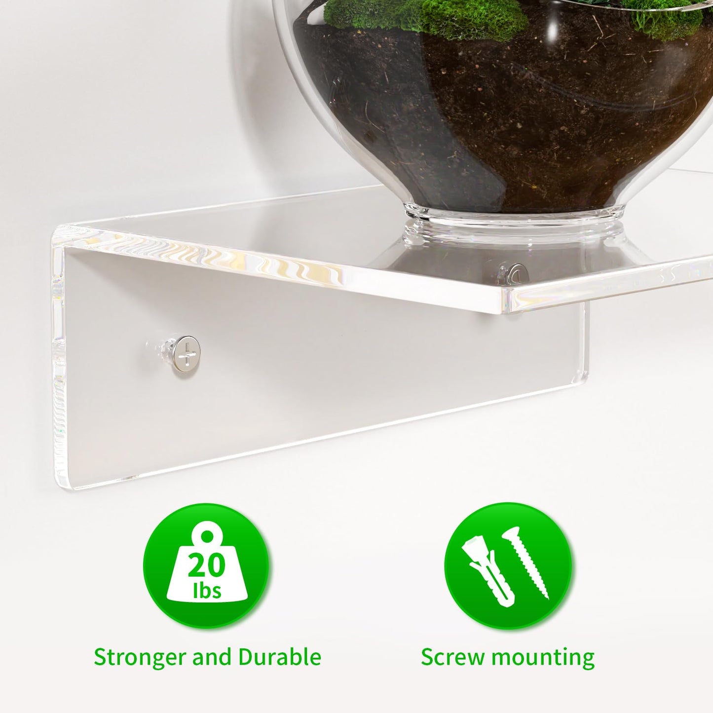 2 PCS Clear Acrylic Bathroom Shelves for Wall(15inch)