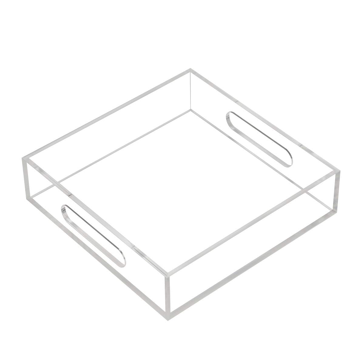 12x16 Inches -Spill Proof Acrylic Serving Tray Decorative Tray Organiser for Ottoman Coffee Table Countertop with Handles