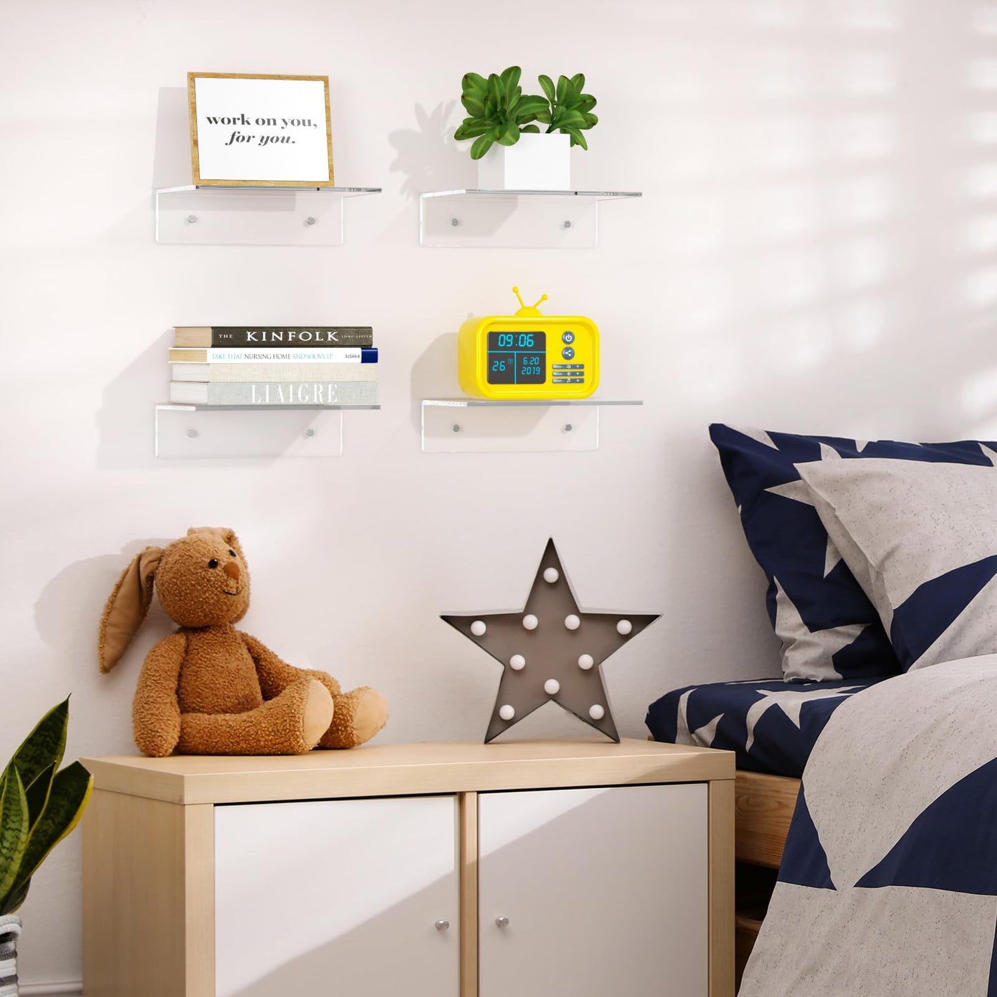 2 PCS Clear Acrylic Bathroom Shelves for Wall(15inch)