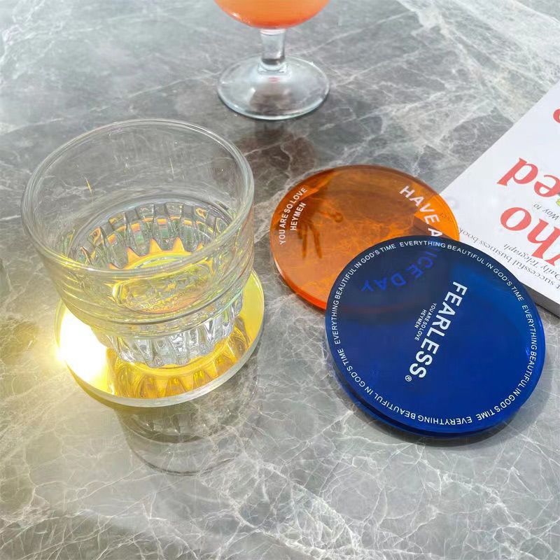 3.9 inch Creative Acrylic Rainbow Coasters, Coffee Tea Drink Mug Pads Bar Restaurant Shooting Props Cup Mat