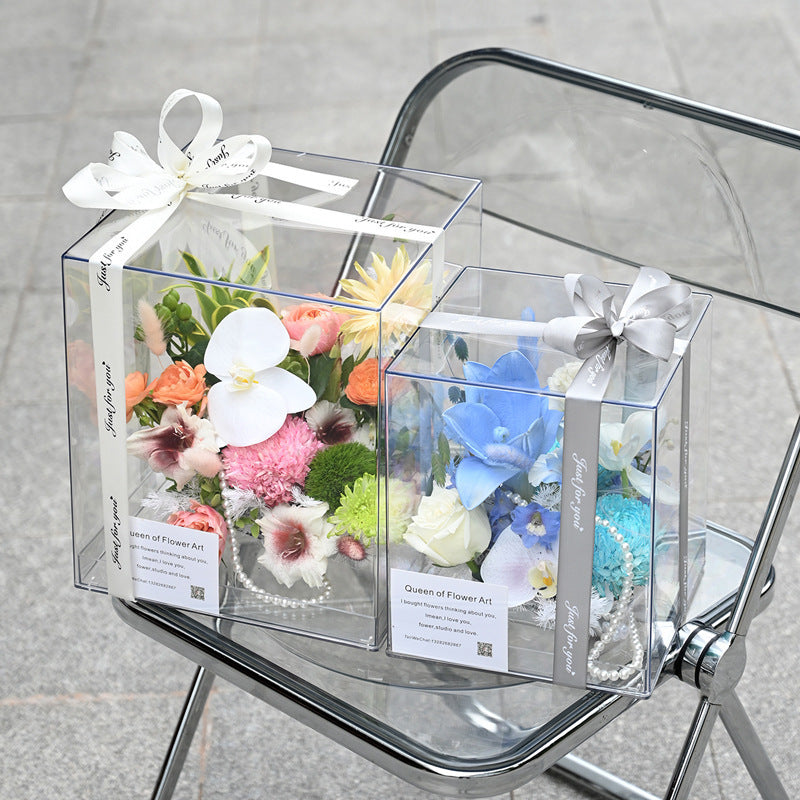 High Transparency Acrylic Wedding  Flower Box, Square Shape Fresh Flower Arranging Container