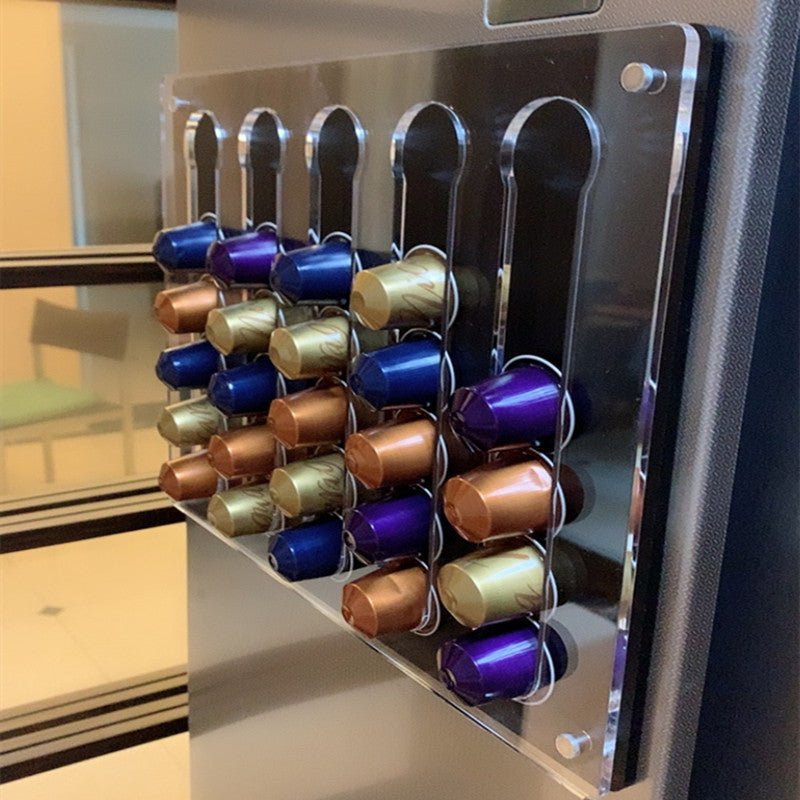 Coffee Pad Holder Wall | Acrylic Coffee Capsule Holder for 35 Capsules | Capsule Storage Capsule Dispenser Compatible with Universal Capsules