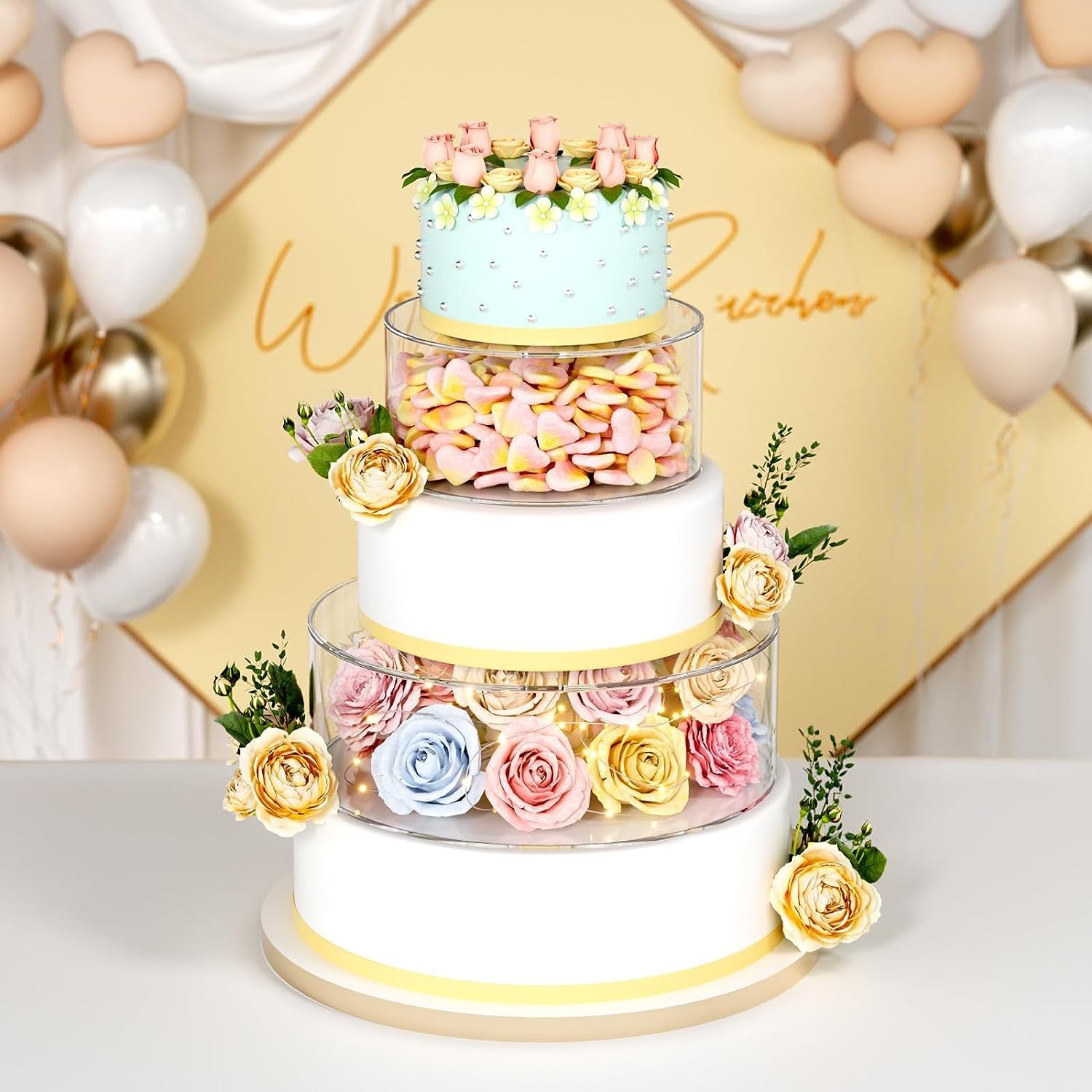 Acrylic Wedding Cake Stand, Transparent Round Multi-Layer Dessert Display Rack, Birthday Decoration Display