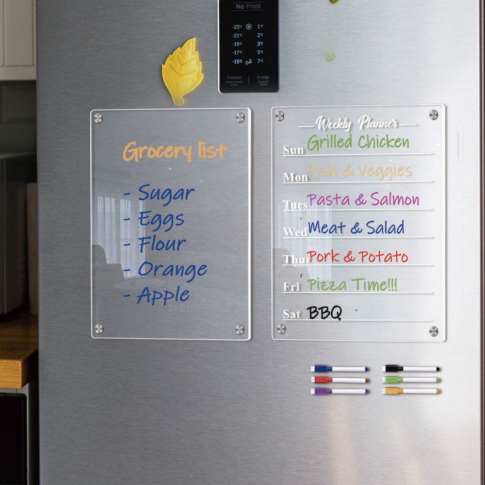 Customizable Magnetic Acrylic Message Board for Fridge Personalized Dry-Erase Board with Marker & Eraser