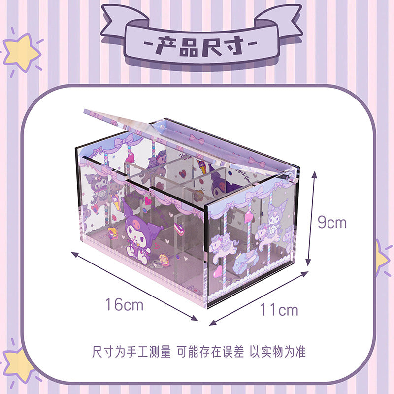 Anime Acrylic Puzzle Storage Box with Flip Lid, Removable Desktop Organizer and Decorative Display