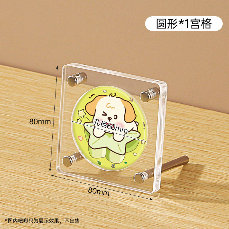Clear Acrylic Anime Stand – Multi-Purpose Display for Badges, Pins, Keychains, and Figures