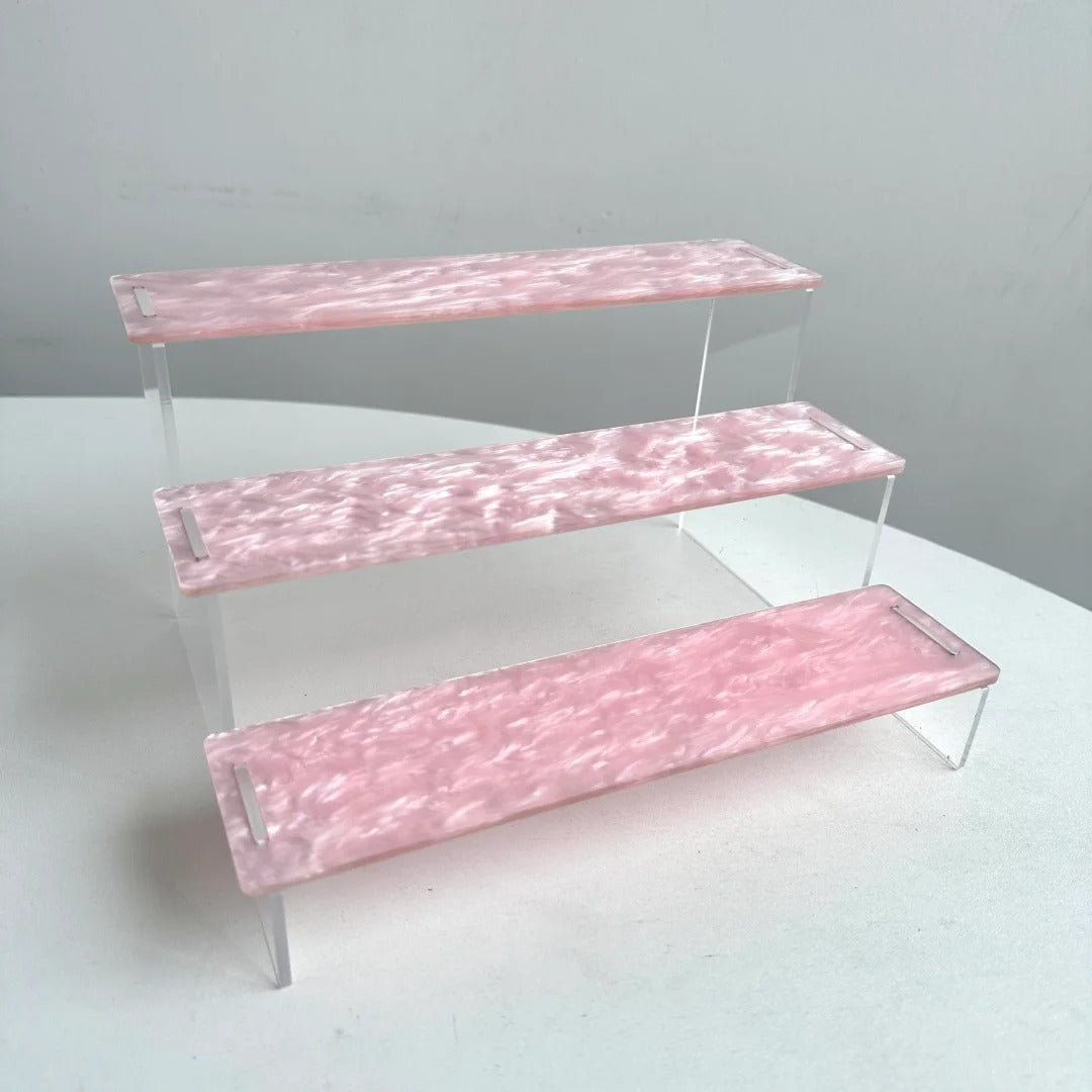 Customizable Tiered Acrylic Desktop Organizer Personalized Storage Shelf for Office & Home Multi-Tier Clear Display Rack