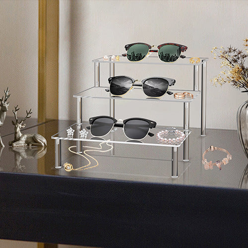 Customizable Tiered Acrylic Desktop Organizer Personalized Step Design Storage Rack for Office, Home & Display