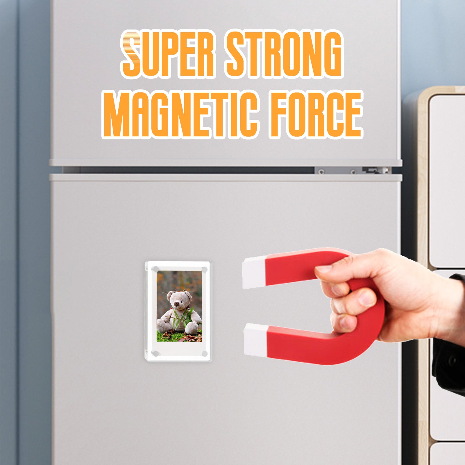 Customizable Magnetic Polaroid Photo Holder Acrylic Fridge Magnet Frame & Instant Photo Organizer