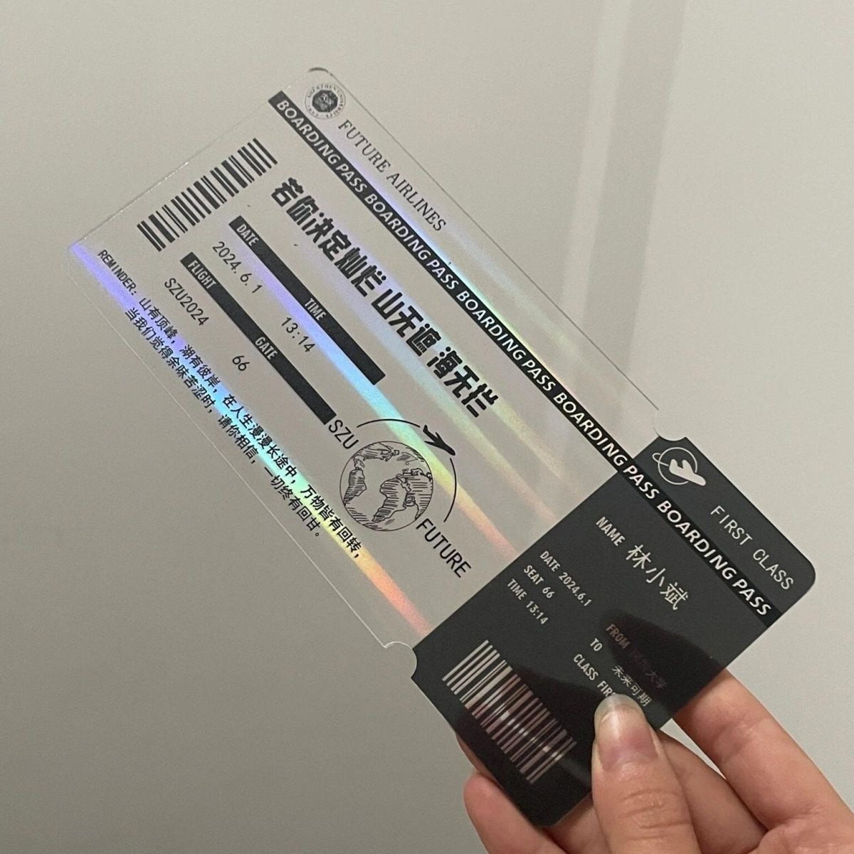 Acrylic Holographic Laser Ticket Stub Anime Keychain, Graduation Transparent Card Collectible Souvenir Gift