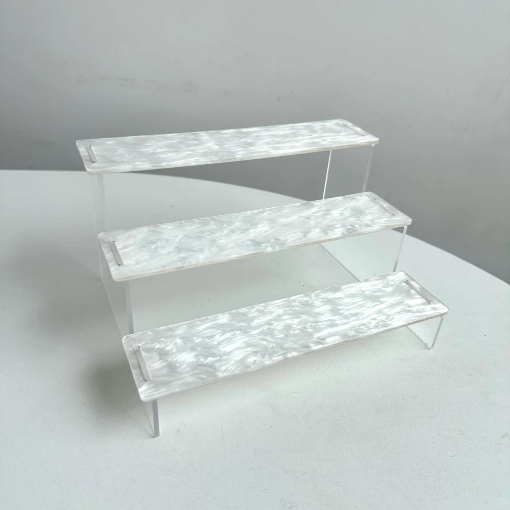 Customizable Tiered Acrylic Desktop Organizer Personalized Storage Shelf for Office & Home Multi-Tier Clear Display Rack