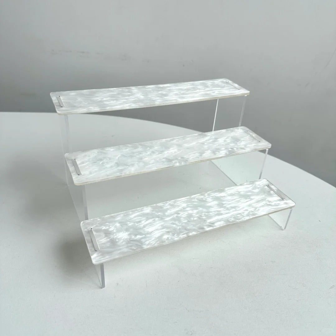Customizable Tiered Acrylic Desktop Organizer Personalized Storage Shelf for Office & Home Multi-Tier Clear Display Rack