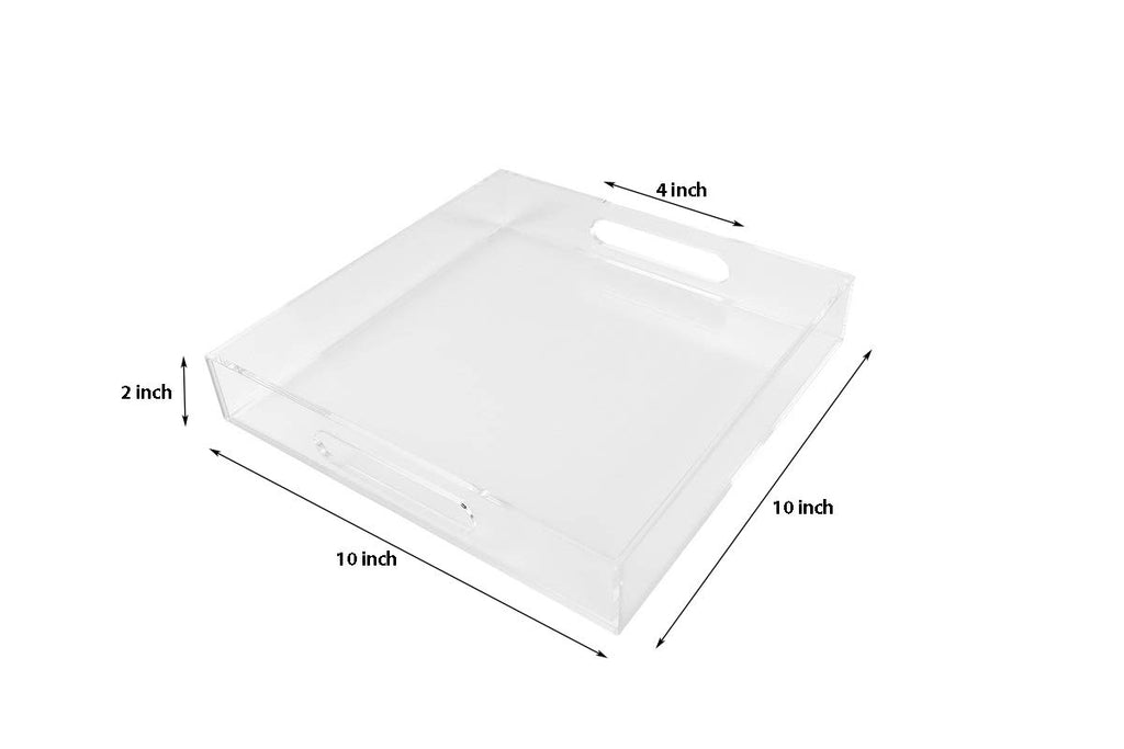 12x16 Inches -Spill Proof  Acrylic Serving Tray   Decorative Tray Organiser for Ottoman Coffee Table Countertop with Handles