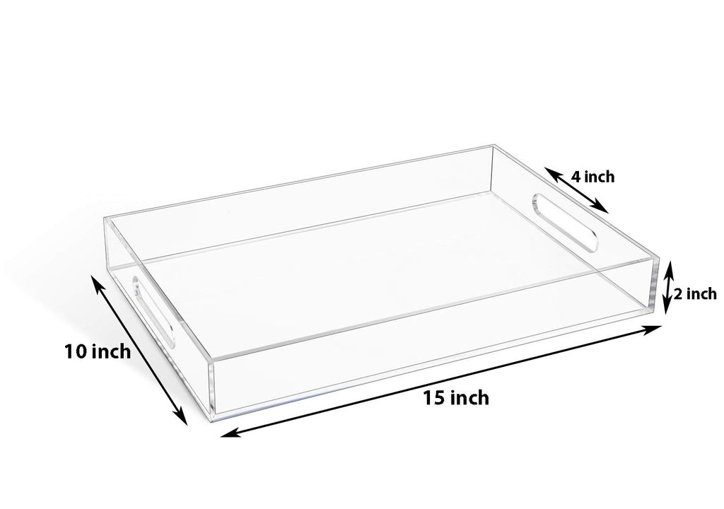 12x16 Inches -Spill Proof  Acrylic Serving Tray   Decorative Tray Organiser for Ottoman Coffee Table Countertop with Handles