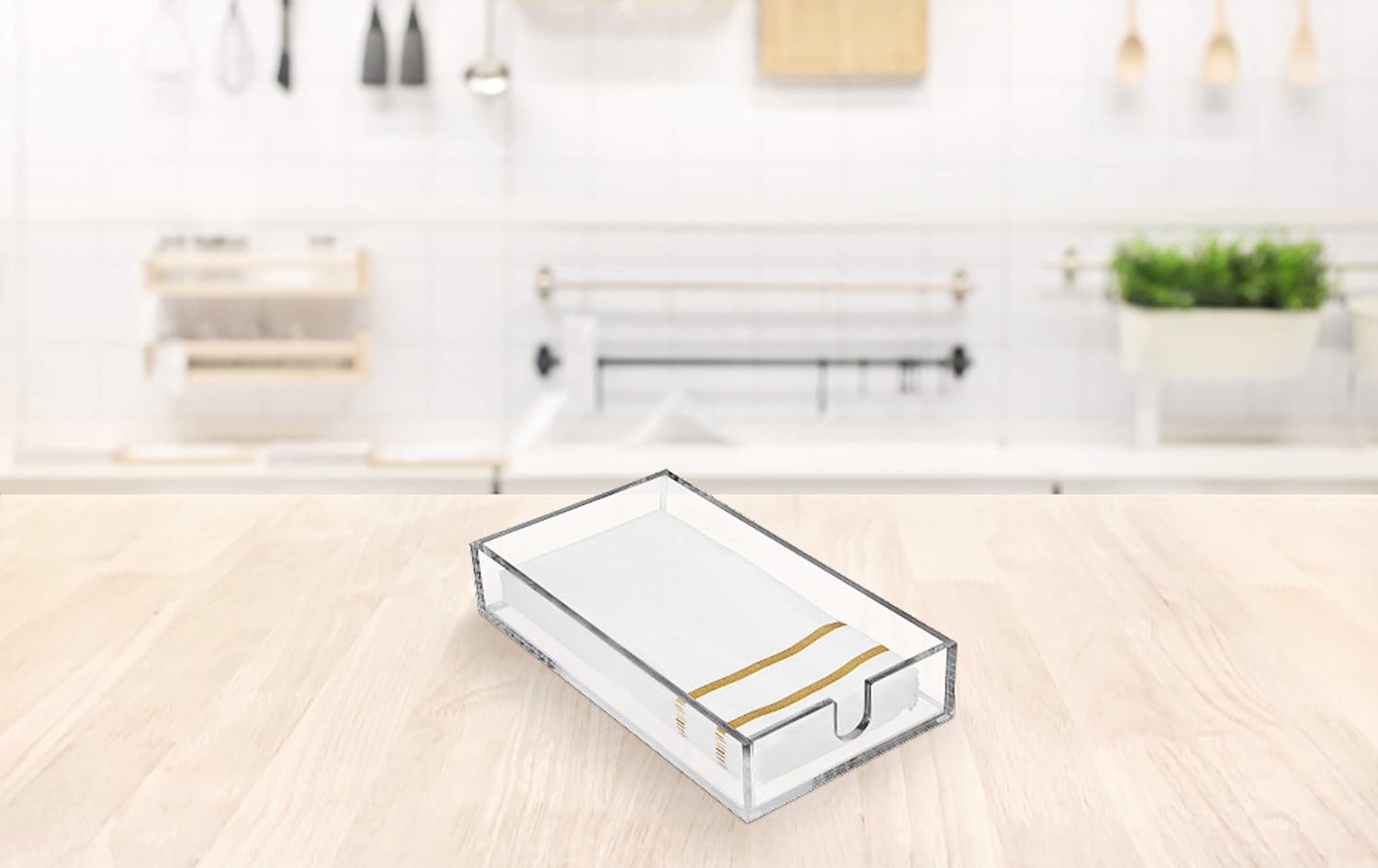 Acrylic Napkin Holder - Clear Modern Design - Acrylic Hand Towel Holder for Bathroom, Kitchen, Acrylic Tray Perfect for Disposable Paper Hand Towels & Bathroom Accessories