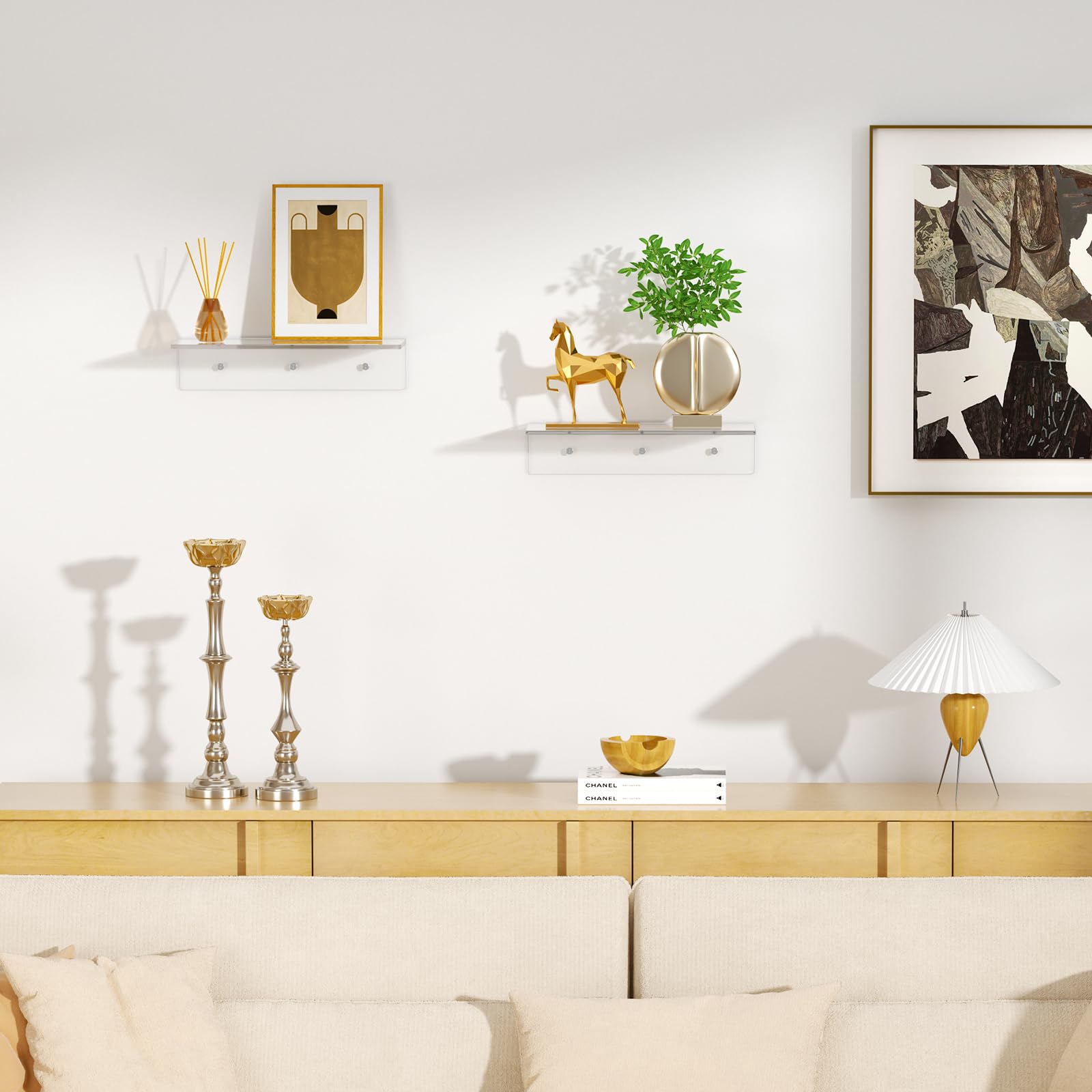 2 PCS Clear Acrylic Bathroom Shelves for Wall（15inch）