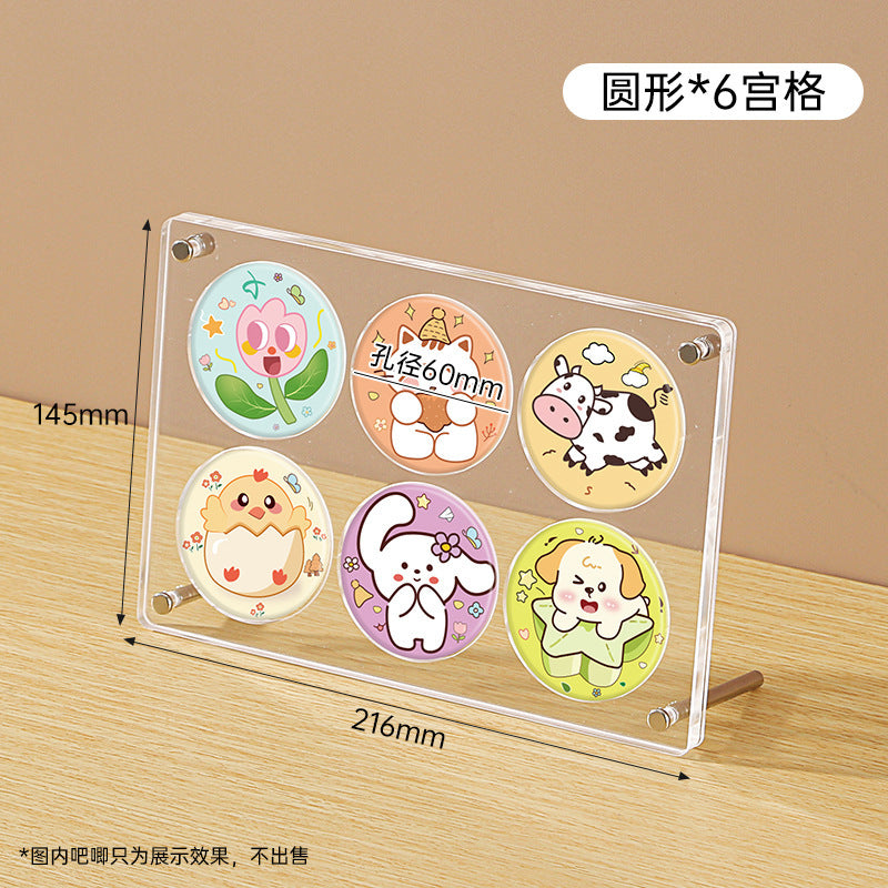 Clear Acrylic Anime Stand – Multi-Purpose Display for Badges, Pins, Keychains, and Figures