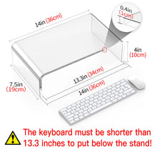 Load image into Gallery viewer, Acrylic Monitor Stand Riser and Laptop Stand - Clear Desk Accessories for Home and Office, White Aesthetic Decorations, iMac Organizer.
