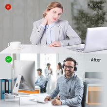 Load image into Gallery viewer, Acrylic Monitor Stand Riser and Laptop Stand - Clear Desk Accessories for Home and Office, White Aesthetic Decorations, iMac Organizer.
