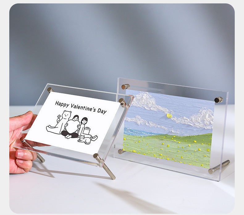 Customizable Magnetic Acrylic Photo Frame Personalized Clear Acrylic Picture Display Modern Magnetic Floating Frame