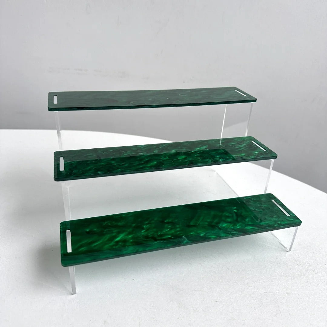 Customizable Tiered Acrylic Desktop Organizer Personalized Storage Shelf for Office & Home Multi-Tier Clear Display Rack
