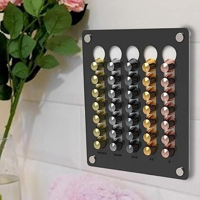 Coffee Pad Holder Wall | Acrylic Coffee Capsule Holder for 35 Capsules | Capsule Storage Capsule Dispenser Compatible with Universal Capsules