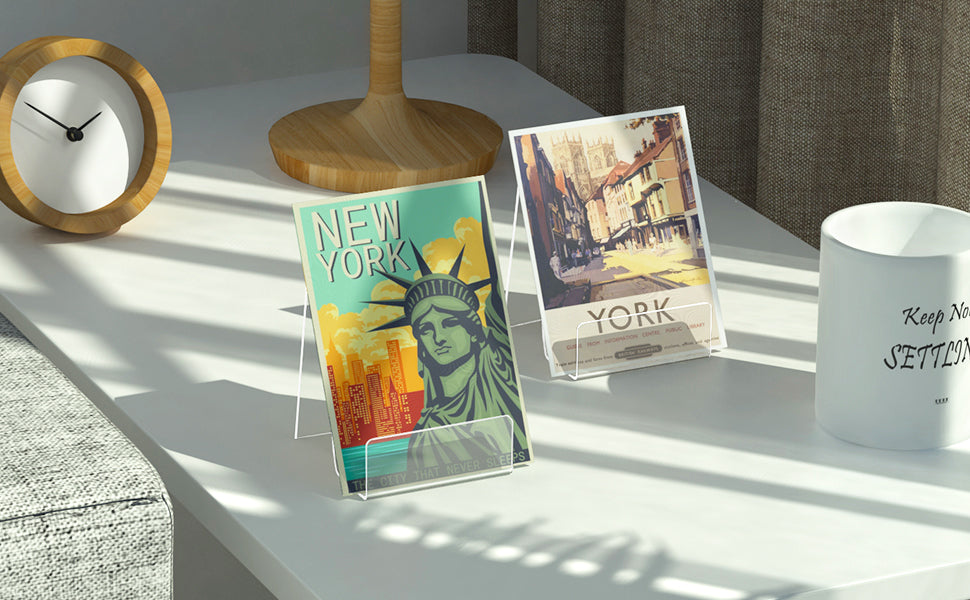 6 Pack Acrylic Book Stand, Clear Easel Stand for Display, Book Display Holder, Display Stand for Album, CD, Magazine, Postcard, Picture, Plate, Artworks, Phone, Tablet