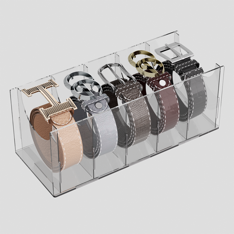 Acrylic Belt Organizer Belt Container Storage Holder 7 Compartments Wardrobe