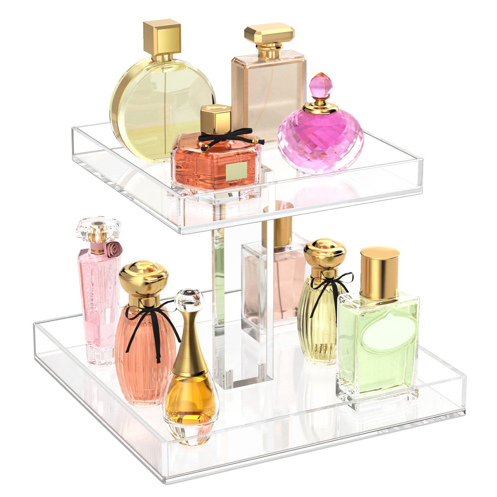 3-Tier Perfume Organizer, Clear Resin, Rectangular Tray, Sturdy Design, Space Saver, Convenient Access, Easy Assembly