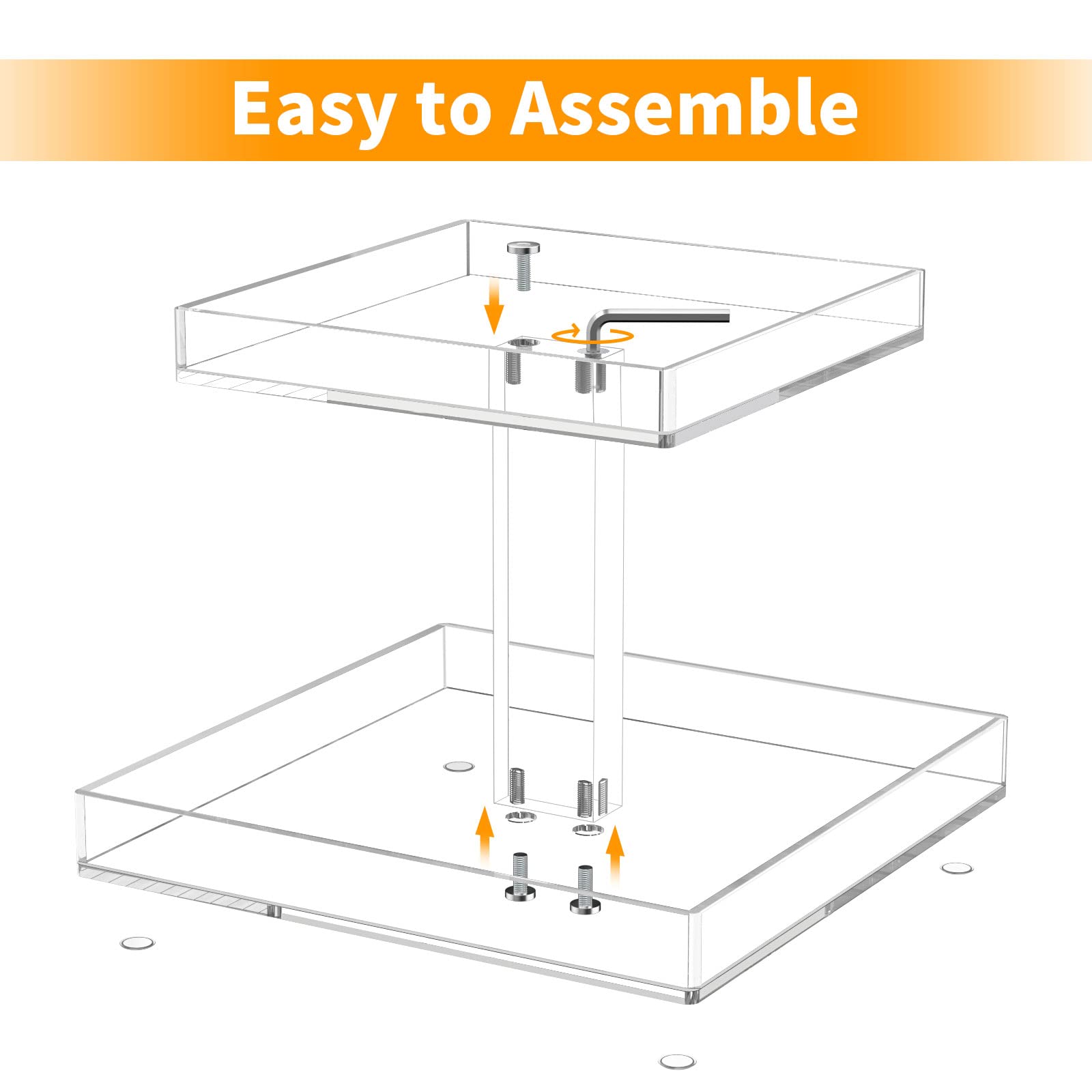 3-Tier Perfume Organizer, Clear Resin, Rectangular Tray, Sturdy Design, Space Saver, Convenient Access, Easy Assembly