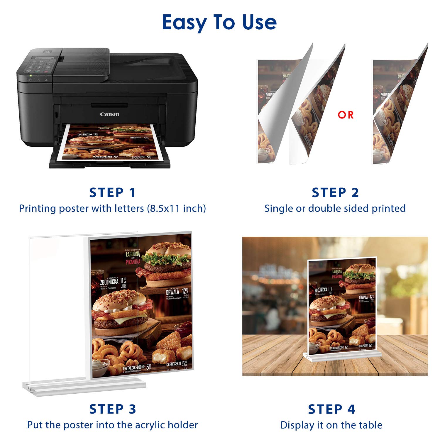 8.5x11 Acrylic Sign Holder 3 Pack Vertical Double-Sided Display