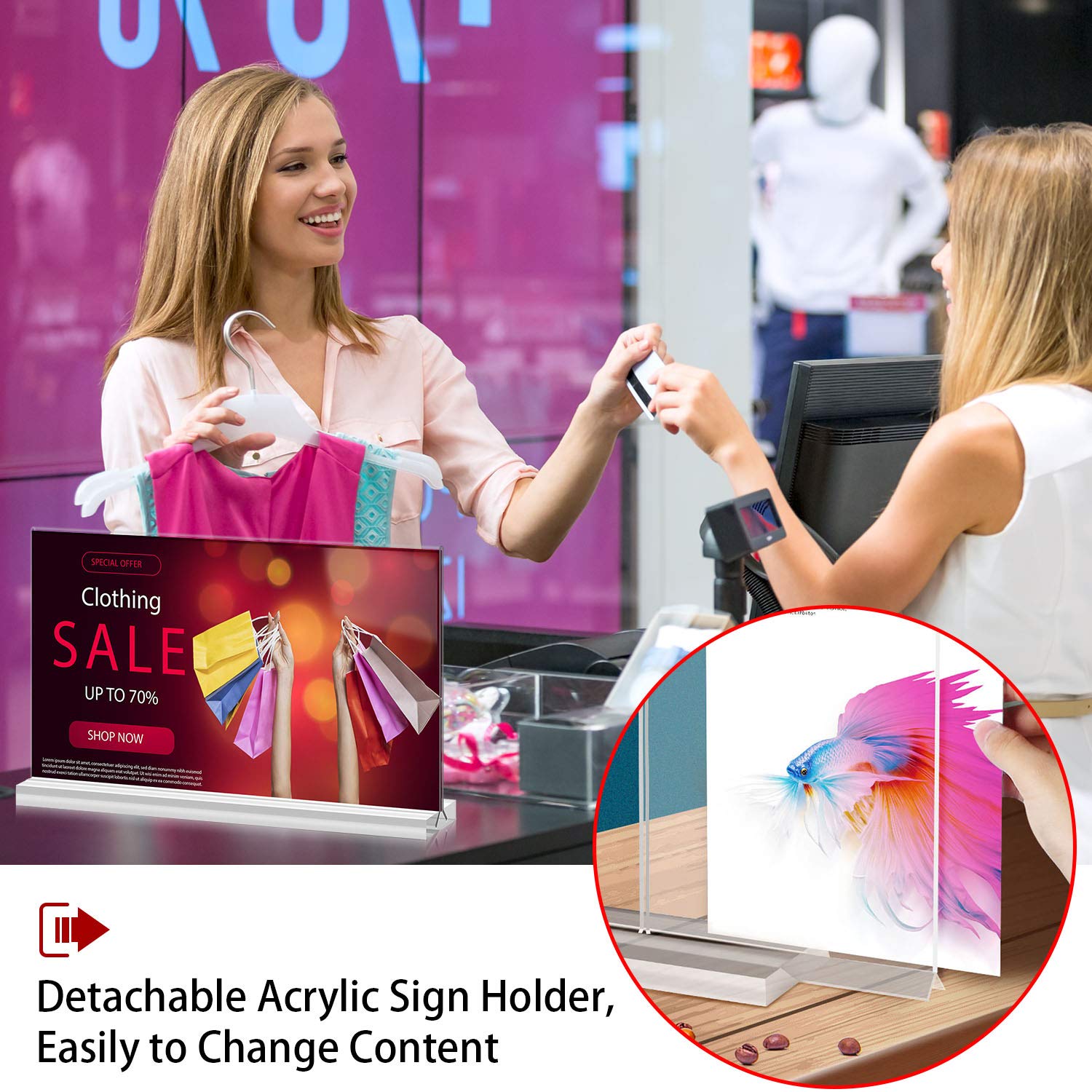 8.5x11 Acrylic Sign Holder 3 Pack Vertical Double-Sided Display