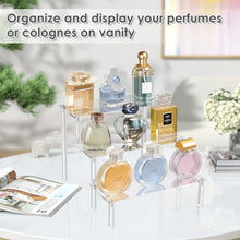 Load image into Gallery viewer, Display Stand Acrylic Riser,Perfume Organizer Clear Display Riser for Cupcake Dessert POP Figures Toy Tier Small Food Stand Risers for Display Makeup Step Cologne Skincare Lotion Cosmetics Fragrance
