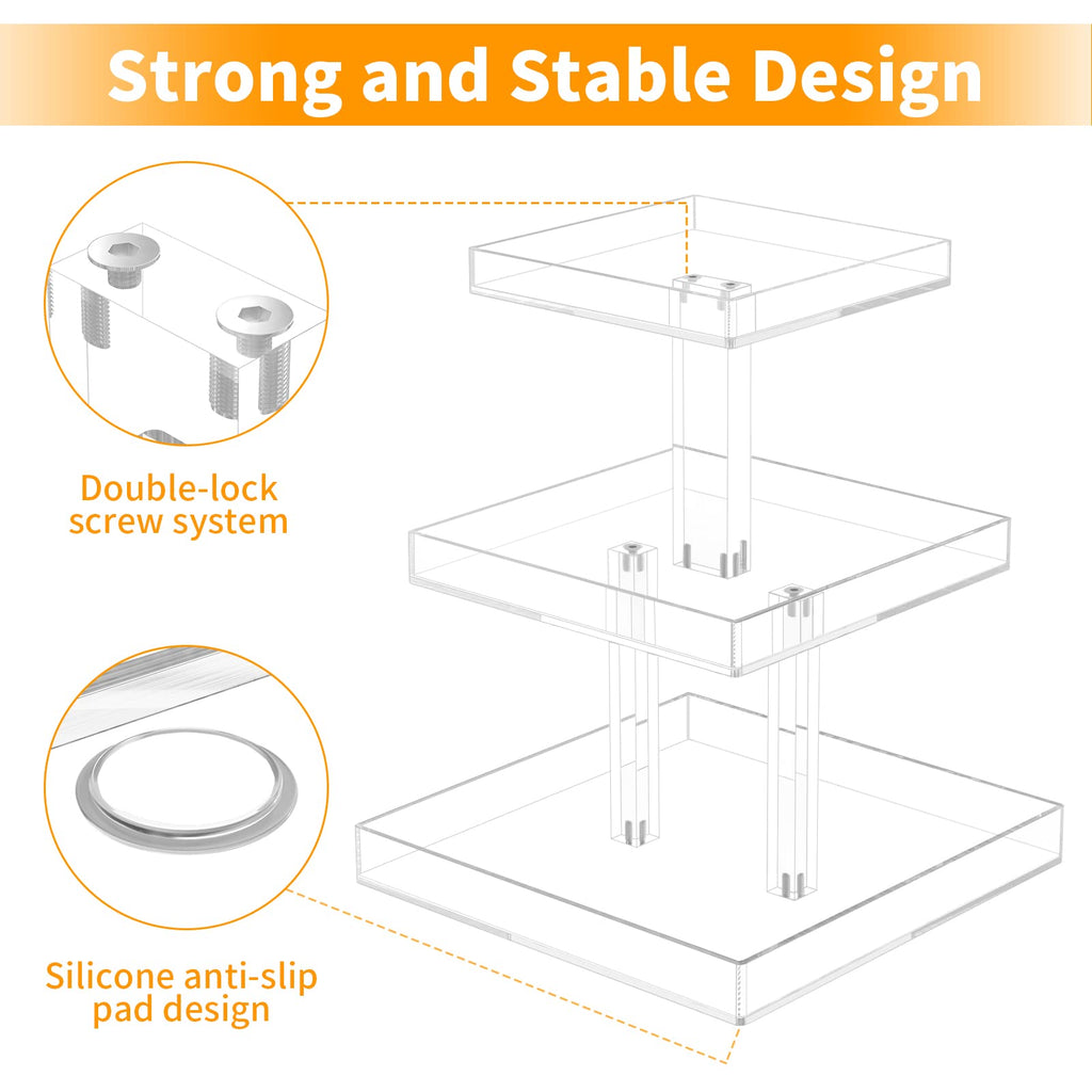 3-Tier Perfume Organizer, Clear Resin, Rectangular Tray, Sturdy Design, Space Saver, Convenient Access, Easy Assembly