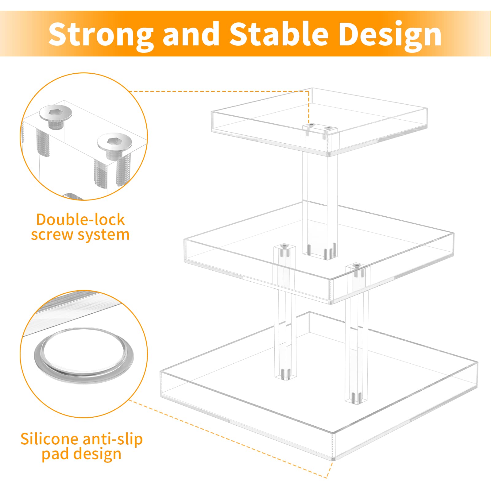 3-Tier Perfume Organizer, Clear Resin, Rectangular Tray, Sturdy Design, Space Saver, Convenient Access, Easy Assembly
