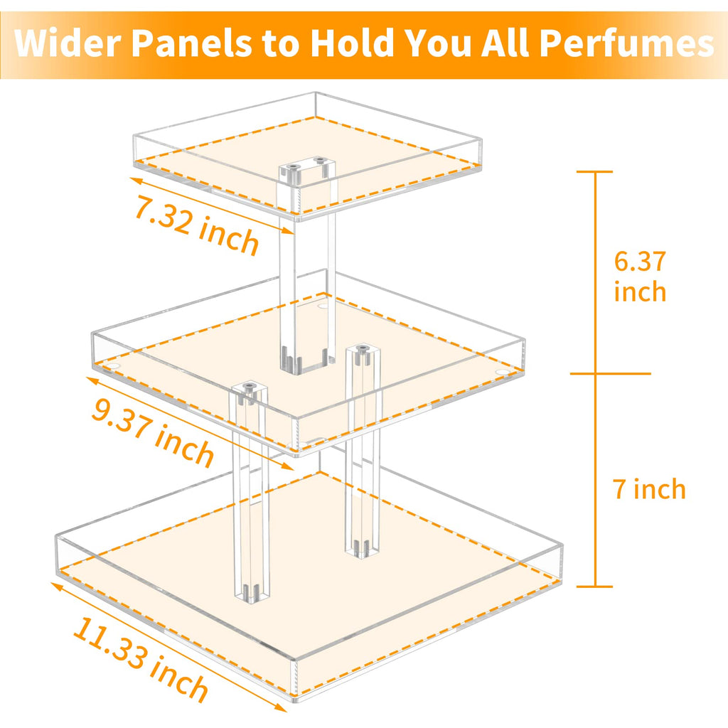 3-Tier Perfume Organizer, Clear Resin, Rectangular Tray, Sturdy Design, Space Saver, Convenient Access, Easy Assembly