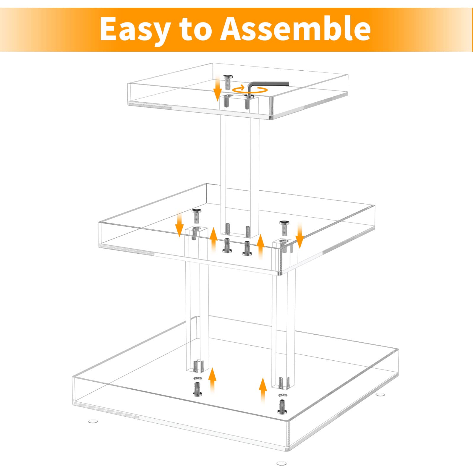 3-Tier Perfume Organizer, Clear Resin, Rectangular Tray, Sturdy Design, Space Saver, Convenient Access, Easy Assembly