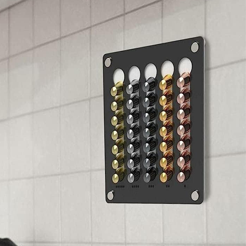 Coffee Pad Holder Wall | Acrylic Coffee Capsule Holder for 35 Capsules | Capsule Storage Capsule Dispenser Compatible with Universal Capsules