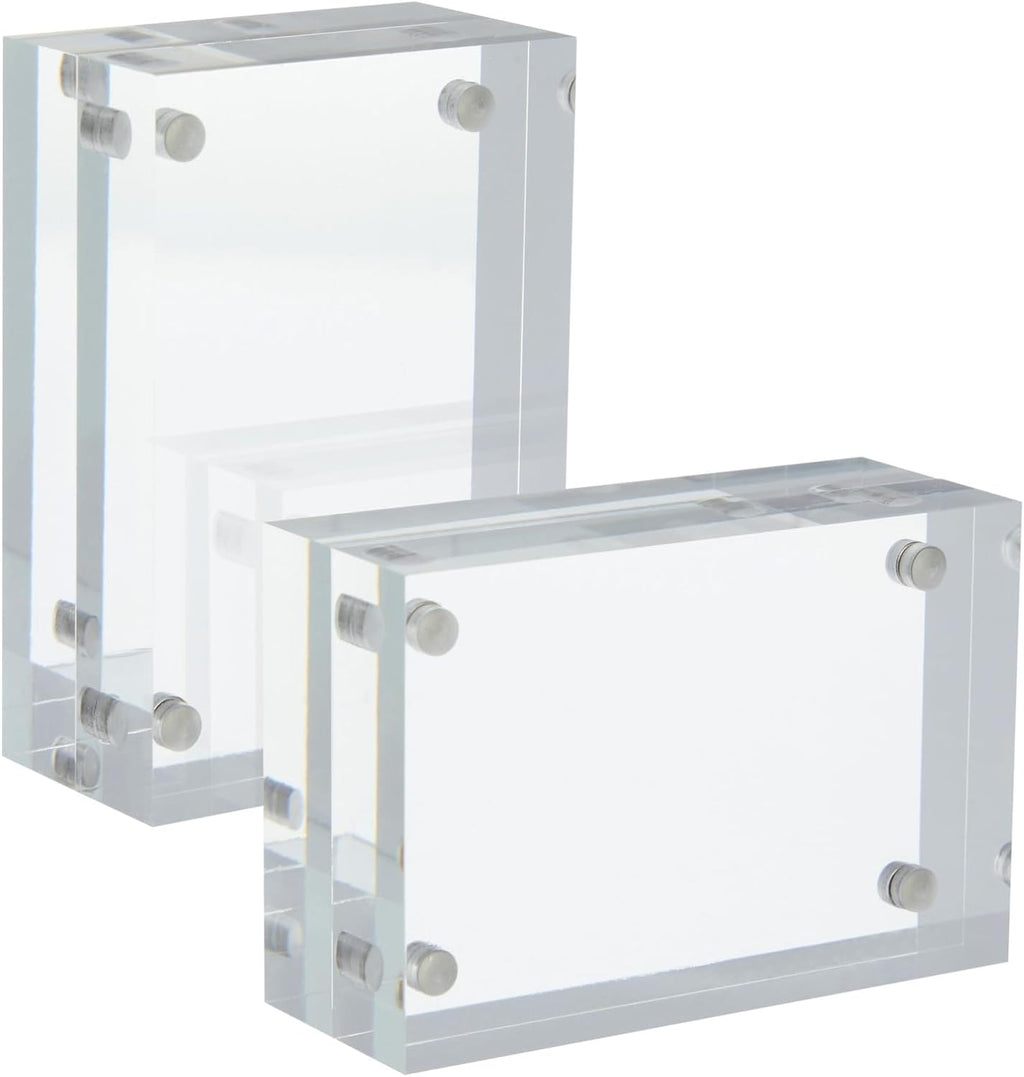 2 Pack Acrylic Picture Frames 2x3, Mini Wallet Size for Photos, Tabletop, Desktop