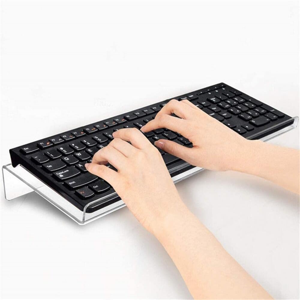 2 Pack Tilted Computer Keyboard Stand, Clear Acrylic Keyboard Tray Holder for Easy Ergonomic Typing, Keyboard Riser for Office Desktop, Home, School