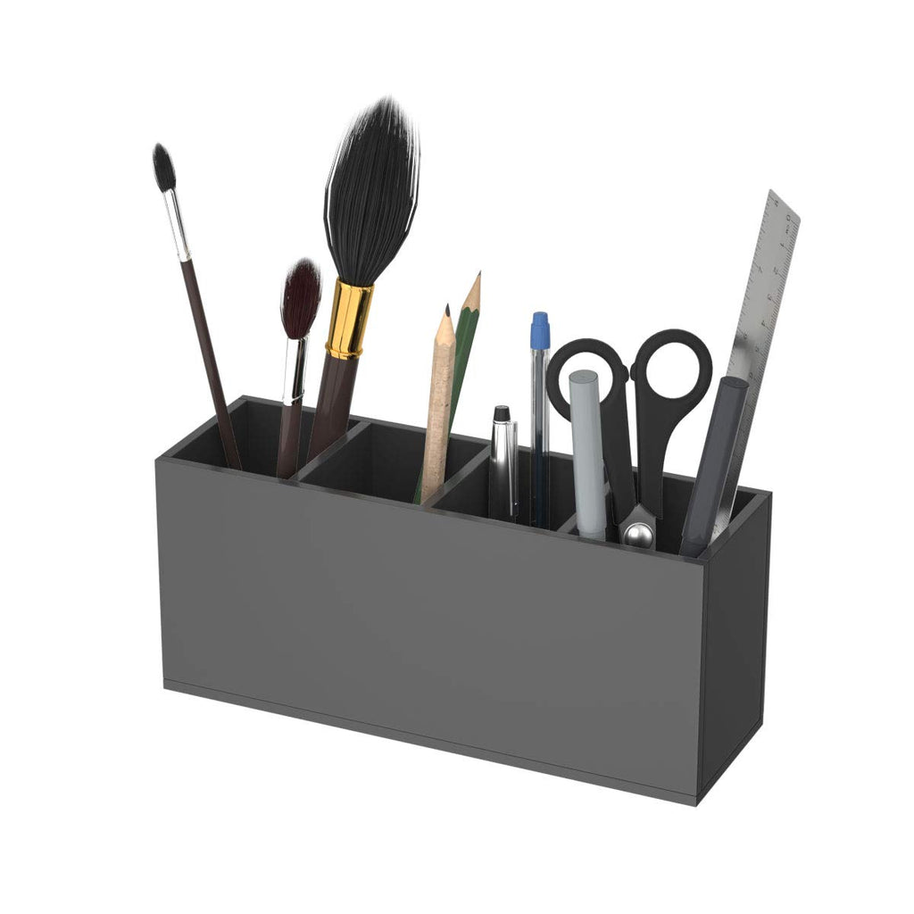 4 Compartments Acrylic Pen Holder, Clear Pencil Organizer Cup for Countertop Desk Accessory Storage