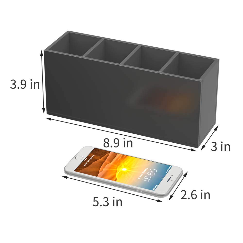 4 Compartments Acrylic Pen Holder, Clear Pencil Organizer Cup for Countertop Desk Accessory Storage