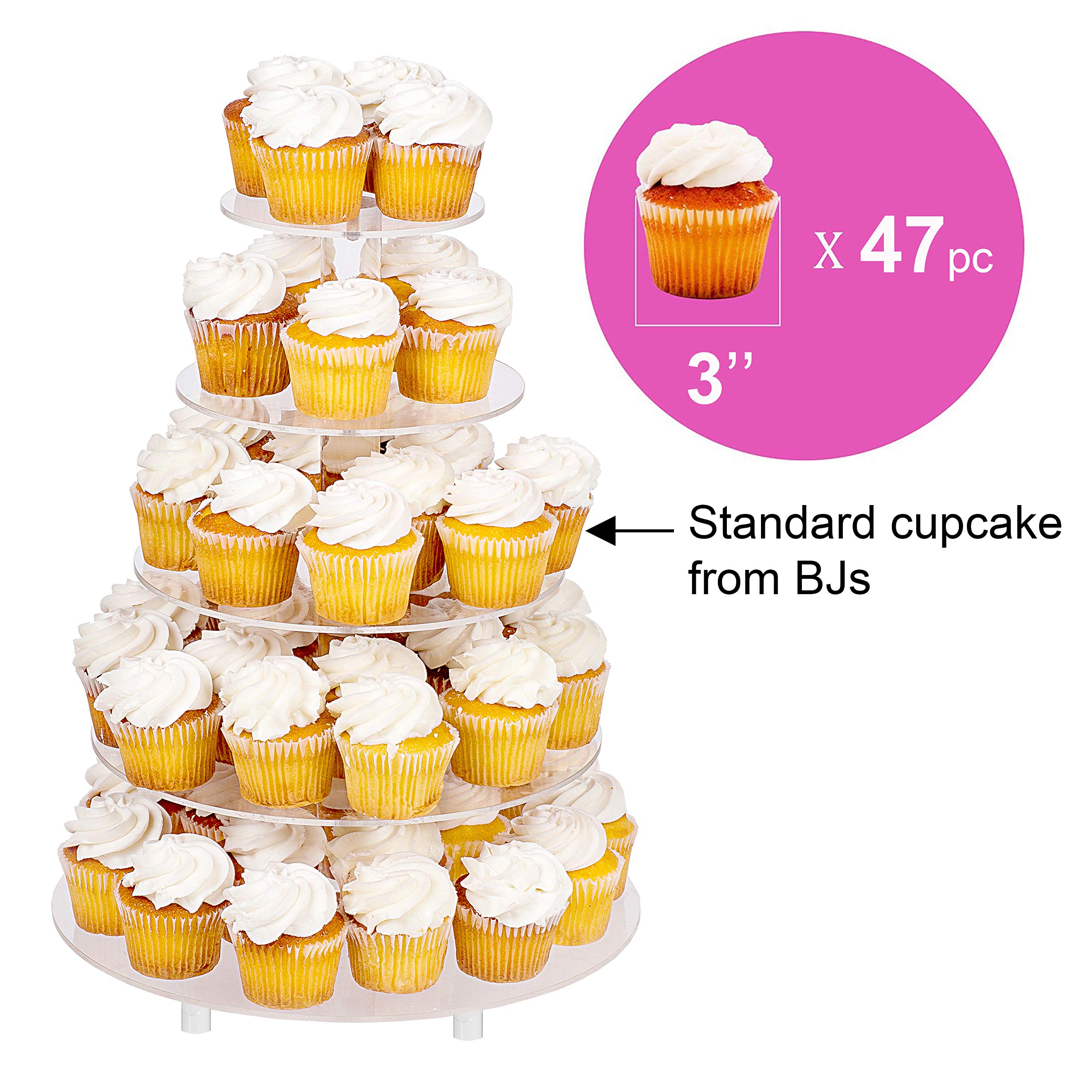 Large 4 Tier Acrylic Round Cake Stand Cupcake Stand Dessert Tower Tea Party Serving Platter, Cupcake Tree Wedding Party Décor, Stand with Rod Feet