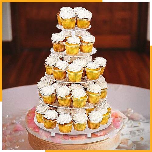 Large 4 Tier Acrylic Round Cake Stand Cupcake Stand Dessert Tower Tea Party Serving Platter, Cupcake Tree Wedding Party Décor, Stand with Rod Feet