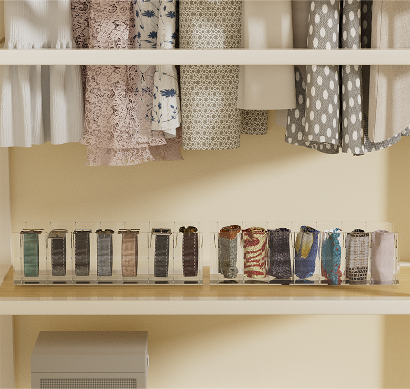 Acrylic Belt Organizer Belt Container Storage Holder 7 Compartments Wardrobe