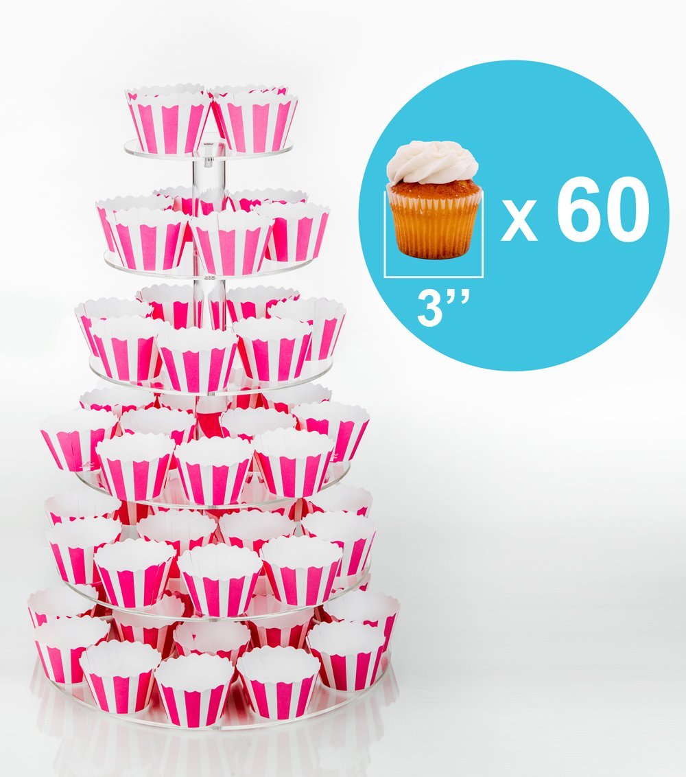 Large 4 Tier Acrylic Round Cake Stand Cupcake Stand Dessert Tower Tea Party Serving Platter, Cupcake Tree Wedding Party Décor, Stand with Rod Feet