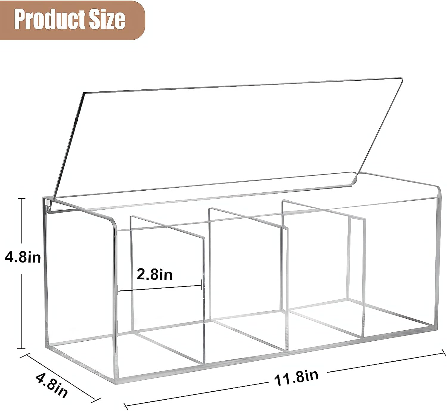 Coffee Pod Holder, Organizer for K Cup, Storage for Coffee Station Counter, Compatible with Nespresso Capsule& Keurig Pods, Coffee Bar Accessories, Acrylic 4 Compartment with Lid - Clear
