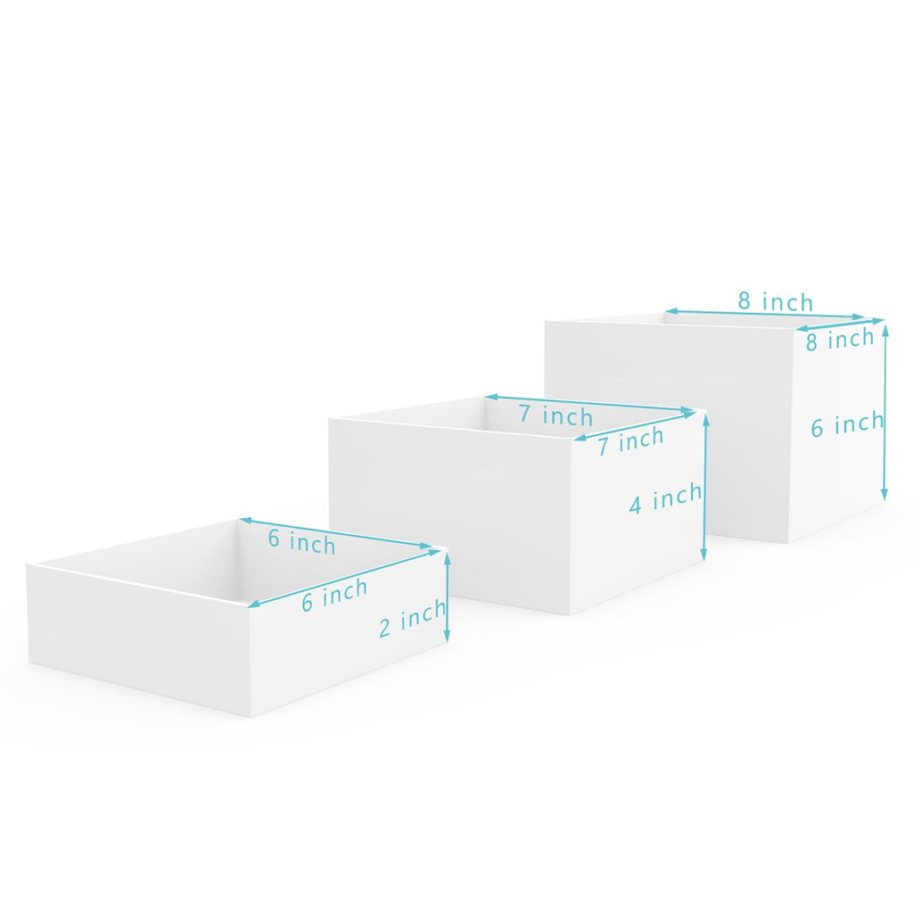 3 Pack Acrylic Display Boxes Cube Riser,Food Risers for Wedding ,Buffet Tables,Jewelry Display,for clothing storage.
